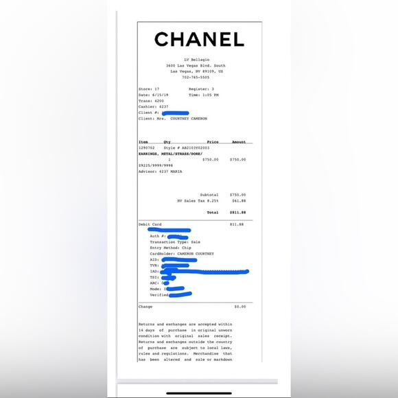 NWT Authentic CHANEL CC Stud Earrings – Doré / Crystal / Blue – Full Gift Set - Picture 10 of 10